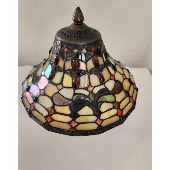 Vintage Tiffany Style Lamp Glass Jewel Wall Mount Light 13"X11.5" - Picture 4 of 10